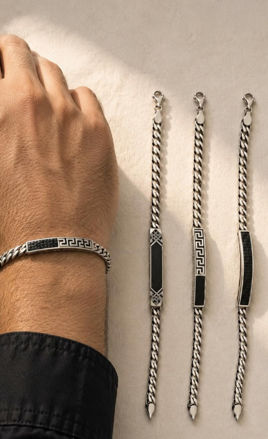 Men's Silver Cuban ID Bar Bracelet