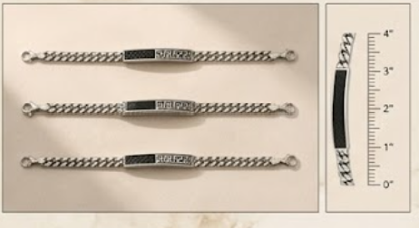 Men's Silver Cuban ID Bar Bracelet - Image 4